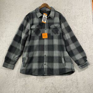 NEW Voyager Mens XXL Black & Gray Plaid Sherpa-Lined Shacket Polyester H1116